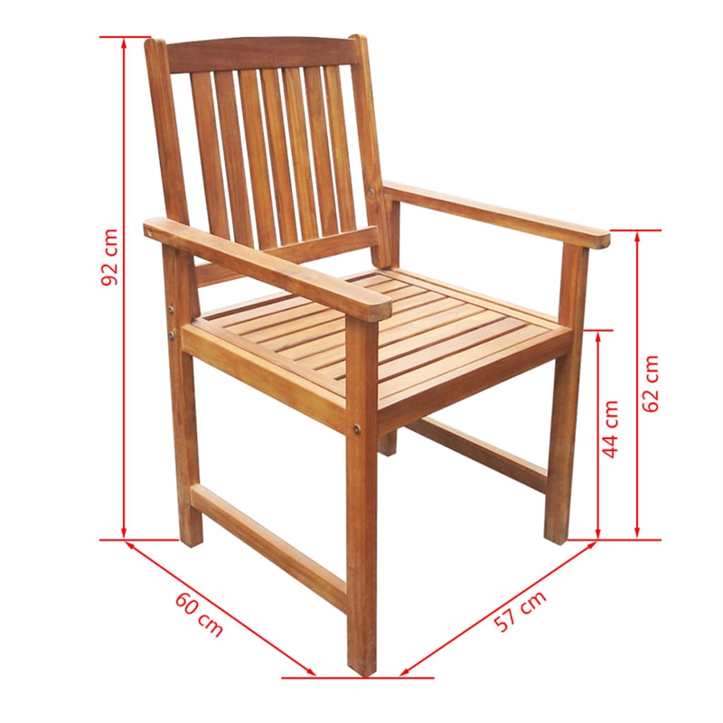 vidaXL Solid Acacia Wood Standard Outdoor Table And Chair Brown