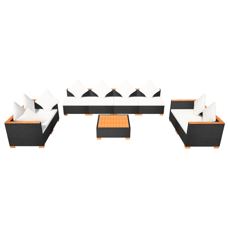 vidaXL Steel Sofa Set in Black/White/Brown/Cream
