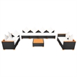 vidaXL Steel Sofa Set in Black/White/Brown/Cream