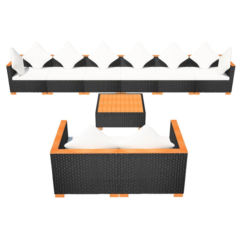 vidaXL Steel Sofa Set in Black/White/Brown/Cream