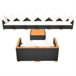 vidaXL Steel Sofa Set in Black/White/Brown/Cream