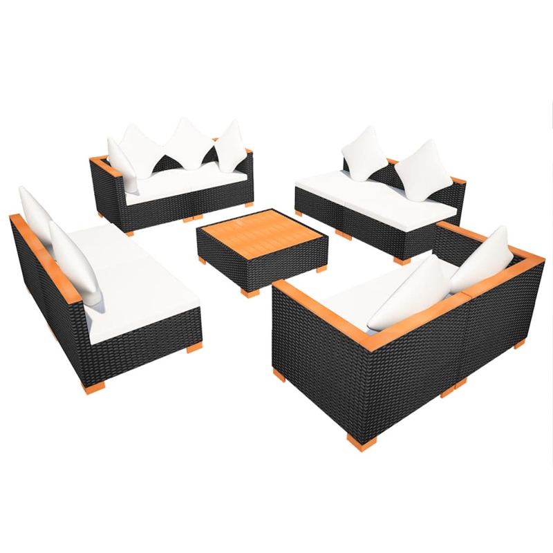 vidaXL Steel Sofa Set in Black/White/Brown/Cream