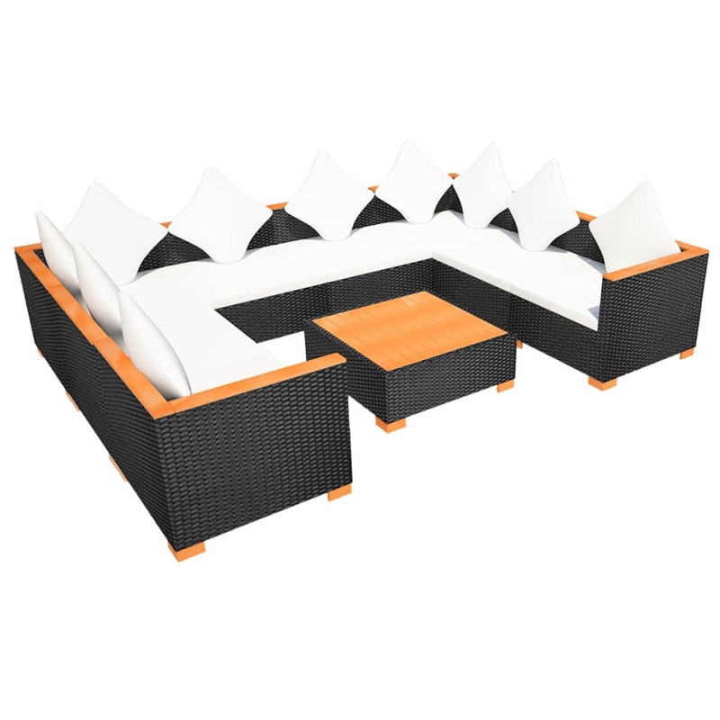 vidaXL Steel Sofa Set in Black/White/Brown/Cream