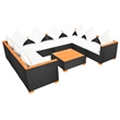 vidaXL Steel Sofa Set in Black/White/Brown/Cream