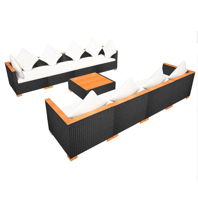 vidaXL Steel Sofa Set in Black/White/Brown/Cream