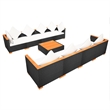 vidaXL Steel Sofa Set in Black/White/Brown/Cream