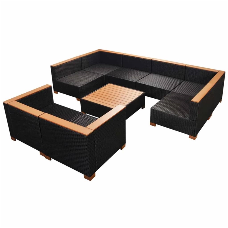 vidaXL Steel Sofa Set in Black/White/Brown/Cream