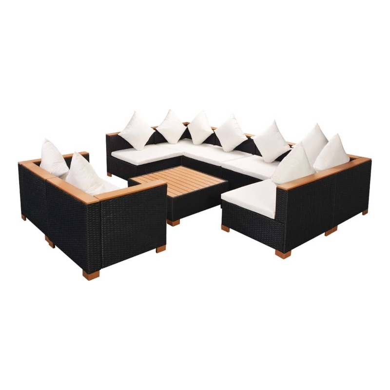 vidaXL Steel Sofa Set in Black/White/Brown/Cream