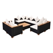 vidaXL Steel Sofa Set in Black/White/Brown/Cream