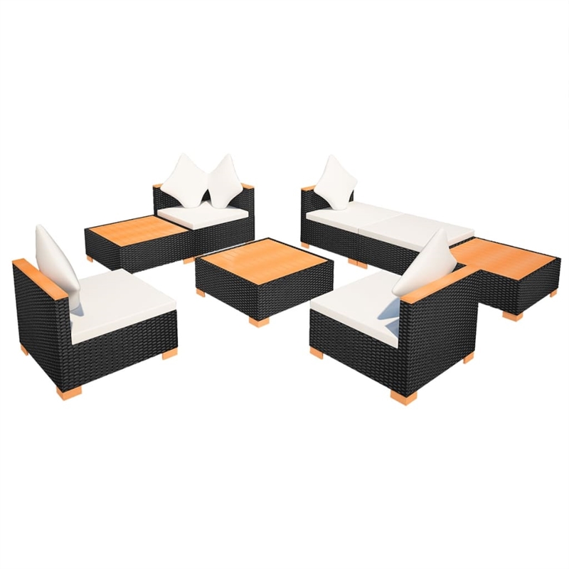 vidaXL 8 Piece Poly Rattan Sofa Set in Black/Brown