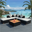 vidaXL 6 Piece Sofa Set in Black/Brown/Cream