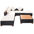 vidaXL 6 Piece Sofa Set in Black/Brown/Cream