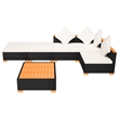 vidaXL 6 Piece Sofa Set in Black/Brown/Cream
