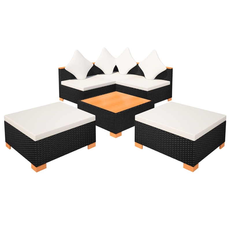 vidaXL 6 Piece Sofa Set in Black/Brown/Cream