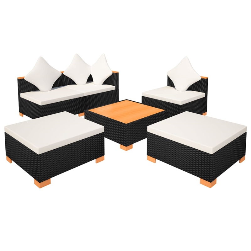 vidaXL 6 Piece Sofa Set in Black/Brown/Cream