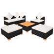 vidaXL 6 Piece Sofa Set in Black/Brown/Cream