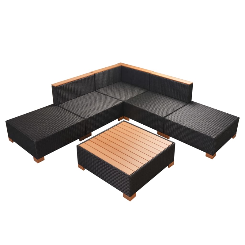 vidaXL 6 Piece Sofa Set in Black/Brown/Cream