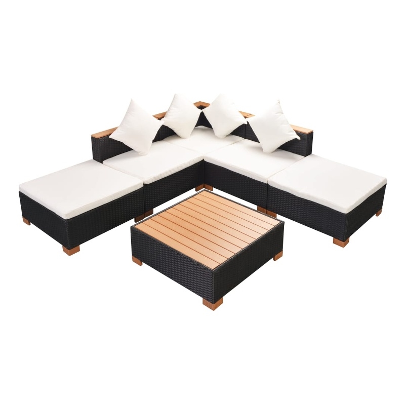 vidaXL 6 Piece Sofa Set in Black/Brown/Cream