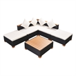 vidaXL 6 Piece Sofa Set in Black/Brown/Cream