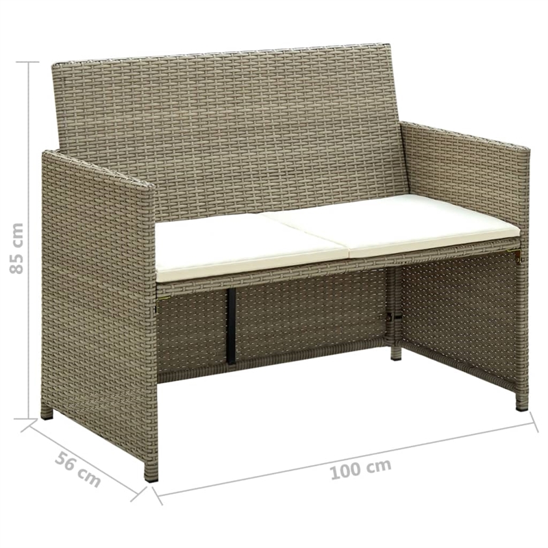 vidaXL 4 Piece Steel Sofa Set in White/Cream/Beige