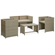 vidaXL 4 Piece Steel Sofa Set in White/Cream/Beige