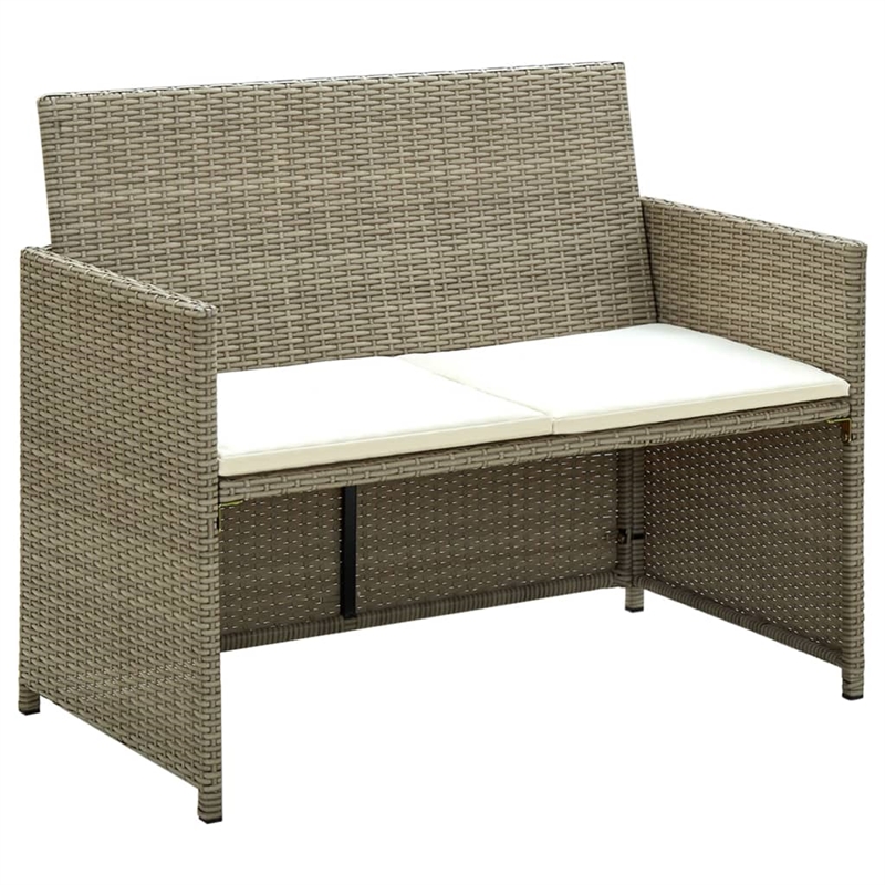 vidaXL 4 Piece Steel Sofa Set in White/Cream/Beige