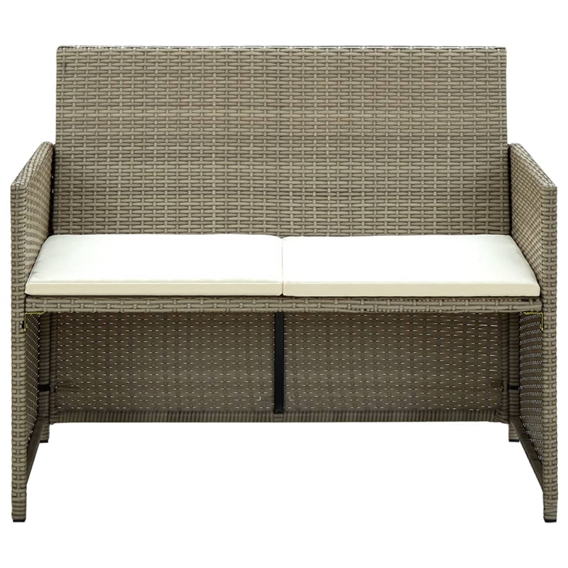 vidaXL 4 Piece Steel Sofa Set in White/Cream/Beige