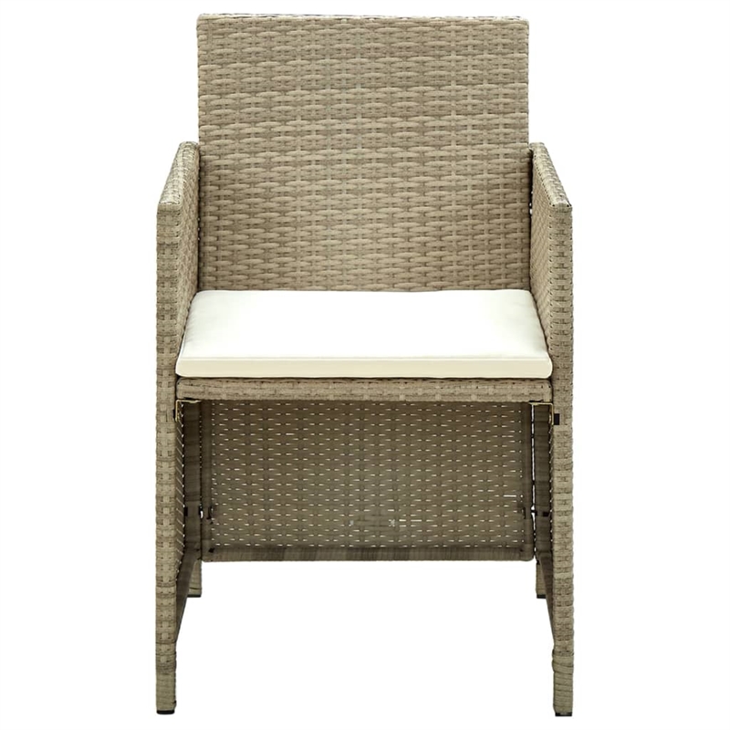 vidaXL 4 Piece Steel Sofa Set in White/Cream/Beige