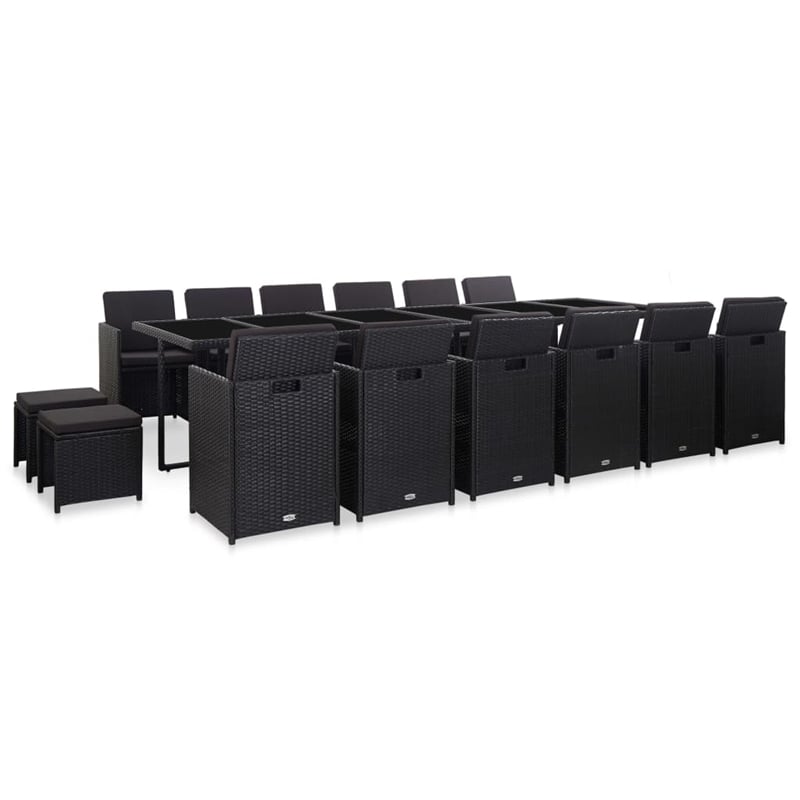 vidaXL 17 Piece Poly Rattan Furniture Set in Black