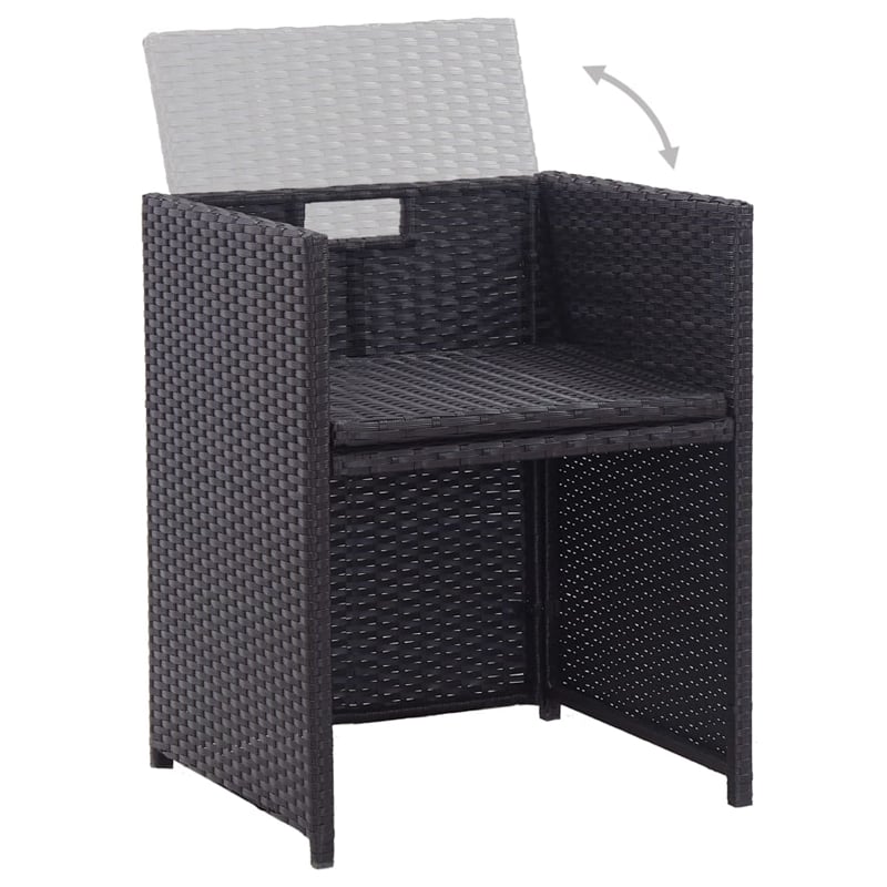 vidaXL 17 Piece Poly Rattan Furniture Set in Black