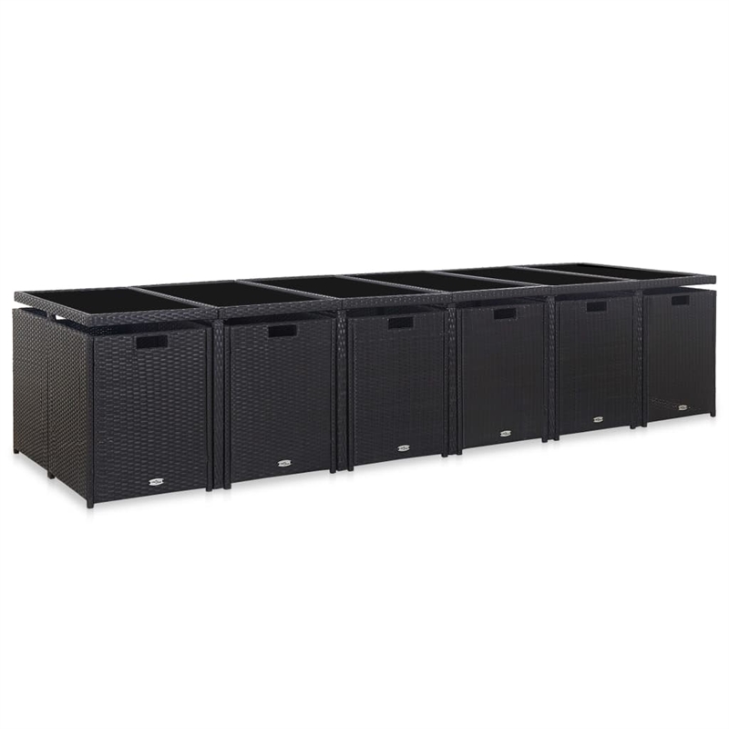 vidaXL 17 Piece Poly Rattan Furniture Set in Black