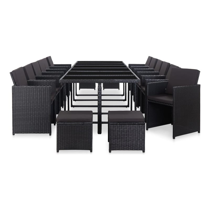 vidaXL 17 Piece Poly Rattan Furniture Set in Black