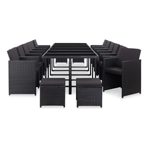 vidaXL 17 Piece Poly Rattan Furniture Set in Black