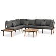 vidaXL 4 Piece Solid Acacia Wood Sofa Set in Gray