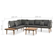 vidaXL 4 Piece Solid Acacia Wood Sofa Set in Gray