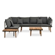vidaXL 4 Piece Solid Acacia Wood Sofa Set in Gray
