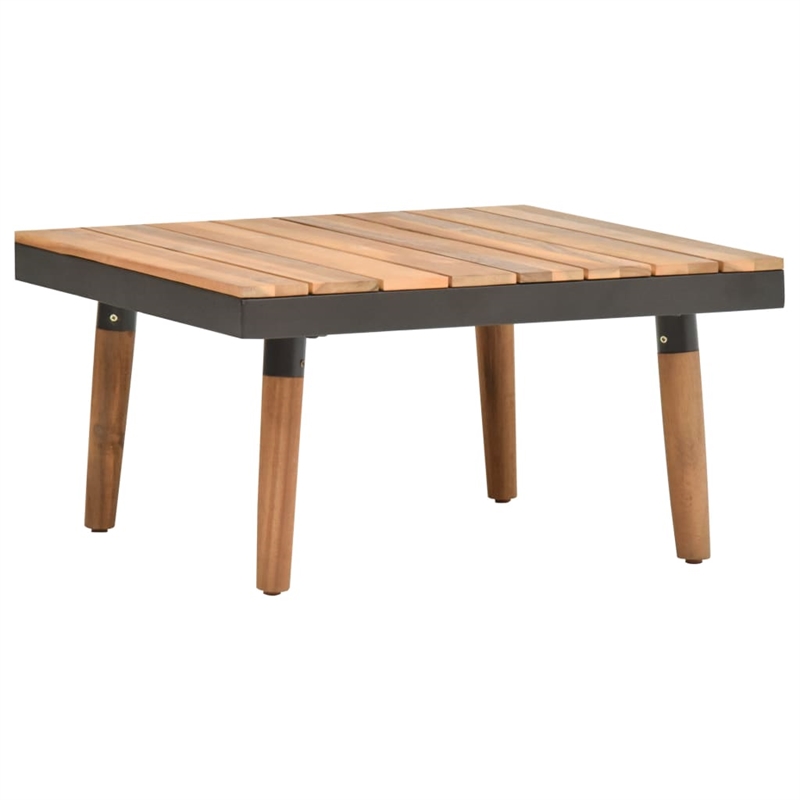 vidaXL 4 Piece Solid Acacia Wood Small Sofa Set w/ Removable Covers in Gray