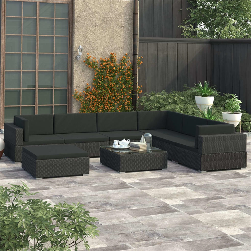 vidaXL 8 Piece Steel Garden Lounge Set in Black