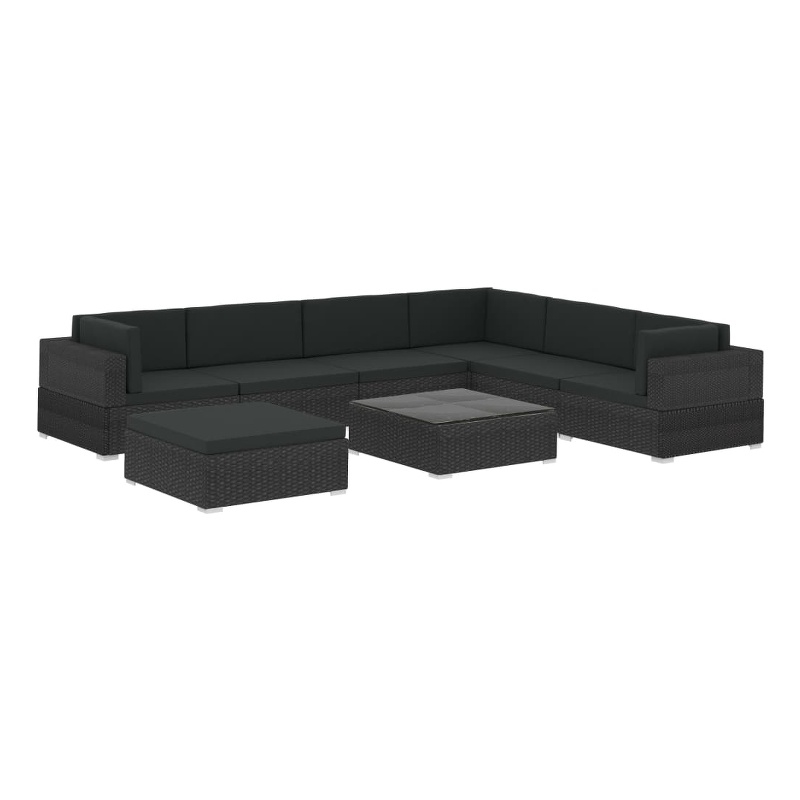 vidaXL 8 Piece Steel Garden Lounge Set in Black