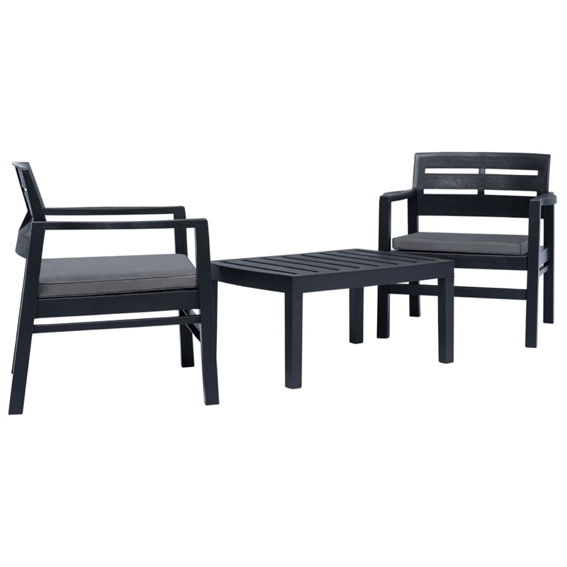 vidaXL 3 Piece Plastic Standard Furniture Set in Anthracite