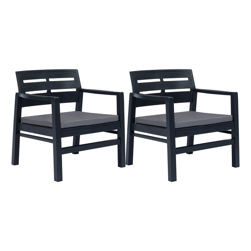 vidaXL 3 Piece Plastic Standard Furniture Set in Anthracite