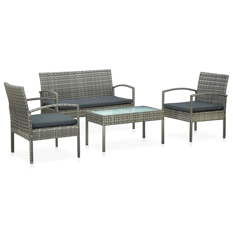 vidaXL Poly Rattan Sofa Set in Gray