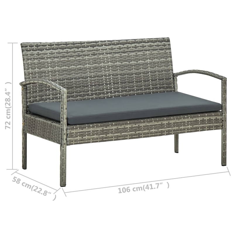 vidaXL Poly Rattan Sofa Set in Gray