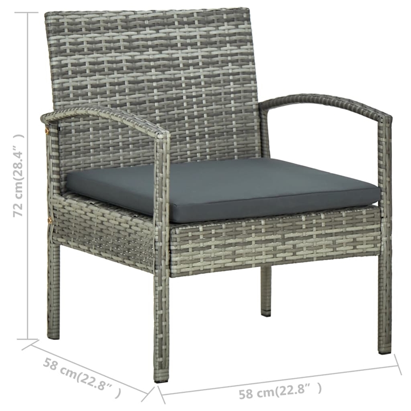 vidaXL Poly Rattan Sofa Set in Gray