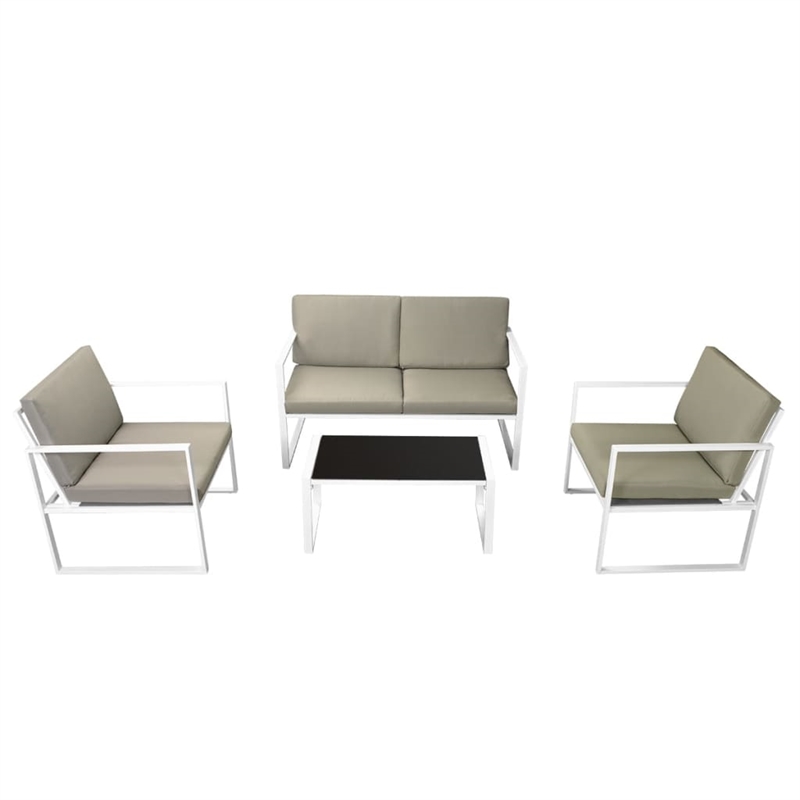 vidaXL 4 Piece Steel Sofa Set in Black/White/Gray