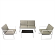 vidaXL 4 Piece Steel Sofa Set in Black/White/Gray