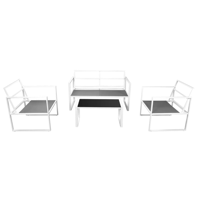 vidaXL 4 Piece Steel Sofa Set in Black/White/Gray