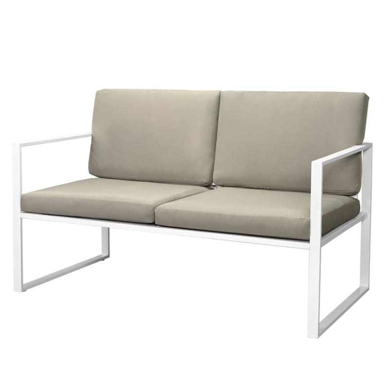 vidaXL 4 Piece Steel Sofa Set in Black/White/Gray