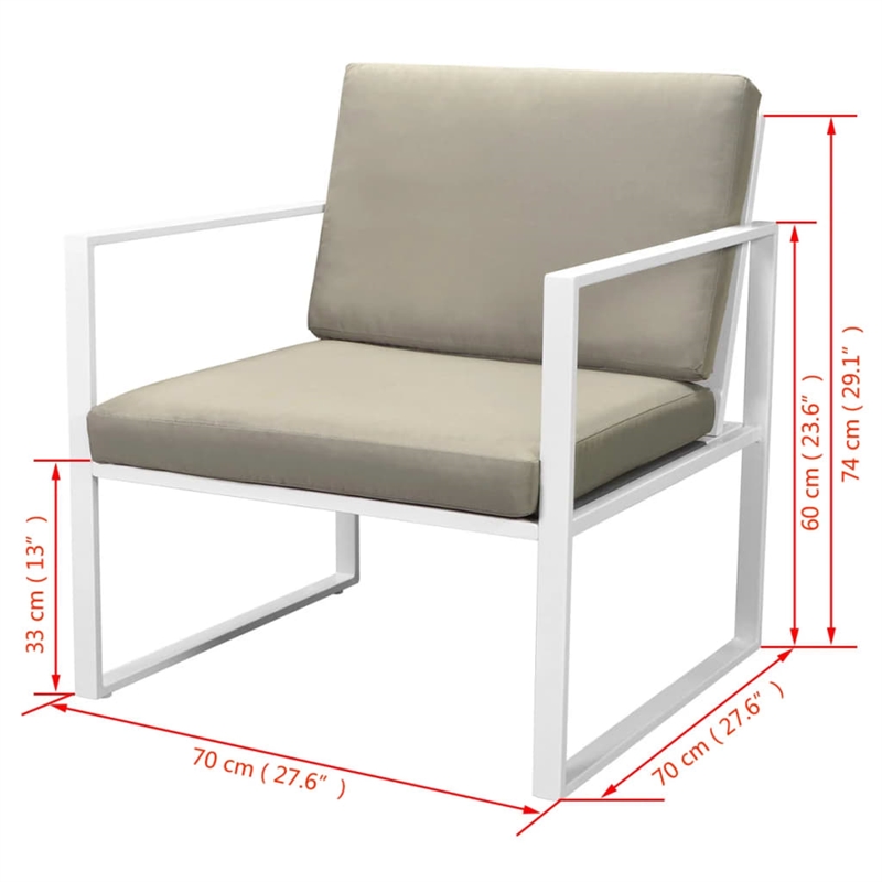 vidaXL 4 Piece Steel Sofa Set in Black/White/Gray