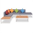 vidaXL 4 Piece Aluminum Sofa Set in White/Brown